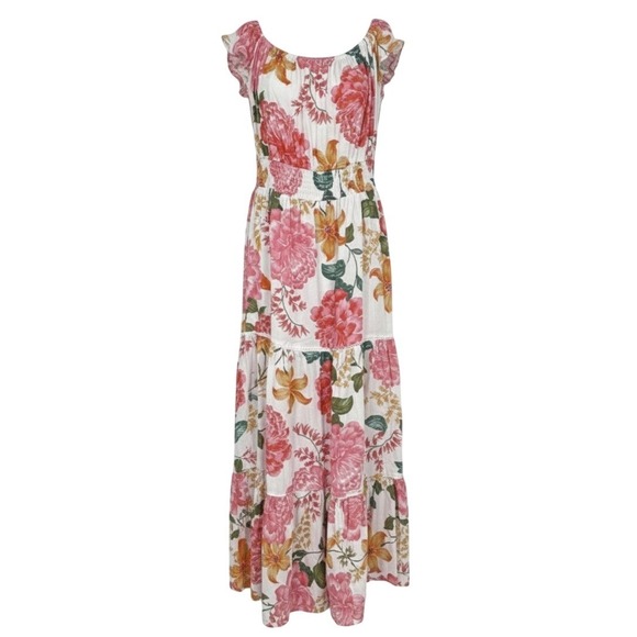 NEW Abel The Label Anthropologie Pink Floral Maxi MEDIUM Dress - AC
